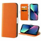 For iPhone 13 mini Candy Color Litchi Texture Leather Phone Case (Orange) - 1