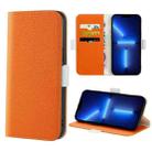 For iPhone 13 Pro Max Candy Color Litchi Texture Leather Phone Case (Orange) - 1