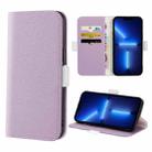 For iPhone 13 Pro Max Candy Color Litchi Texture Leather Phone Case (Light Purple) - 1