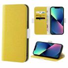 For iPhone 14 Plus Candy Color Litchi Texture Leather Phone Case (Yellow) - 1