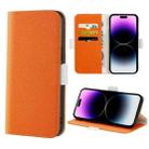 For iPhone 14 Pro Candy Color Litchi Texture Leather Phone Case(Orange) - 1