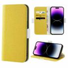 For iPhone 14 Pro Candy Color Litchi Texture Leather Phone Case(Yellow) - 1