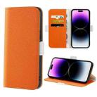 For iPhone 14 Pro Max Candy Color Litchi Texture Leather Phone Case (Orange) - 1