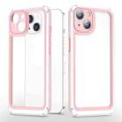 Bright Skin Feel PC + TPU Protective Phone Case For iPhone 13(Pink+White) - 1
