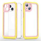 Bright Skin Feel PC + TPU Protective Phone Case For iPhone 13(Pink+Yellow) - 1