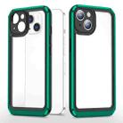 Bright Skin Feel PC + TPU Protective Phone Case For iPhone 13(Black+Dark Green) - 1