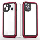 Bright Skin Feel PC + TPU Protective Phone Case For iPhone 13(Black+Red) - 1