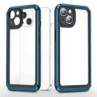 Bright Skin Feel PC + TPU Protective Phone Case For iPhone 13(Black+Blue) - 1