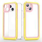 Bright Skin Feel PC + TPU Protective Phone Case For iPhone 13 mini(Pink+Yellow) - 1