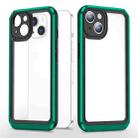 Bright Skin Feel PC + TPU Protective Phone Case For iPhone 13 mini(Black+Dark Green) - 1