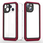 Bright Skin Feel PC + TPU Protective Phone Case For iPhone 13 mini(Black+Red) - 1