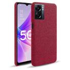 For OPPO A57 5G Cloth Coated Hard Plastic Phone Case(Red) - 1