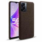 For OPPO A57 5G Cloth Coated Hard Plastic Phone Case(Brown) - 1