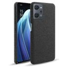 For OPPO Reno7 A Cloth Coated Hard Plastic Phone Case(Black) - 1