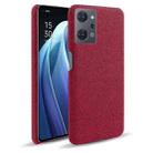 For OPPO Reno7 A Cloth Coated Hard Plastic Phone Case(Red) - 1