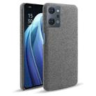 For OPPO Reno7 A Cloth Coated Hard Plastic Phone Case(Grey) - 1