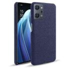 For OPPO Reno7 A Cloth Coated Hard Plastic Phone Case(Blue) - 1