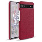 For Google Pixel 6a Cloth Coated Hard Plastic Phone Case(Red) - 1