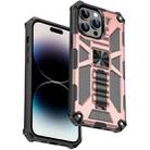 For iPhone 14 Pro Max Armor Shockproof TPU + PC Magnetic Protective Phone Case with Holder (Rose Gold) - 1