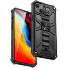 For iPhone 14 Plus Armor Shockproof TPU + PC Magnetic Protective Phone Case with Holder (Black) - 1