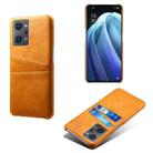 For OPPO Reno7 A Dual Card Slots Calf Texture PC Leather Phone Case(Orange) - 1