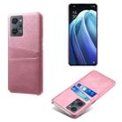 For OPPO Reno7 A Dual Card Slots Calf Texture PC Leather Phone Case(Pink) - 1