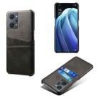 For OPPO Reno7 A Dual Card Slots Calf Texture PC Leather Phone Case(Black) - 1