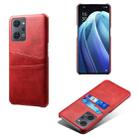 For OPPO Reno7 A Dual Card Slots Calf Texture PC Leather Phone Case(Red) - 1