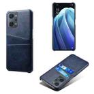 For OPPO Reno7 A Dual Card Slots Calf Texture PC Leather Phone Case(Blue) - 1