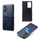 For OPPO Reno7 A Dual Card Slots Calf Texture PC Leather Phone Case(Blue) - 2