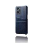 For OPPO Reno7 A Dual Card Slots Calf Texture PC Leather Phone Case(Blue) - 3