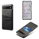 For Google Pixel 6a Dual Card Slots Calf Texture PC Leather Phone Case(Black) - 1