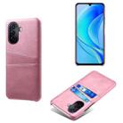 For Huawei Enjoy 50 Dual Card Slots Calf Texture PC Leather Phone Case(Pink) - 1