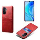 For Huawei Enjoy 50 Dual Card Slots Calf Texture PC Leather Phone Case(Red) - 1