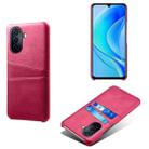 For Huawei Enjoy 50 Dual Card Slots Calf Texture PC Leather Phone Case(Rose Red) - 1