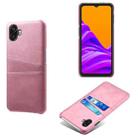 For Samsung Galaxy Xcover6 Pro Dual Card Slots Calf Texture PC Leather Phone Case(Pink) - 1