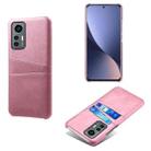 For Xiaomi 12 Lite Eurasian Dual Card Slots Calf Texture PC Leather Phone Case(Pink) - 1