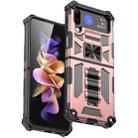 For Samsung Galaxy Z Flip4 Armor Shockproof TPU + PC Magnetic Protective Phone Case with Holder(Rose Gold) - 1