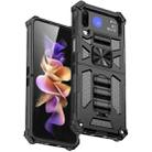 For Samsung Galaxy Z Flip4 Armor Shockproof TPU + PC Magnetic Protective Phone Case with Holder(Black) - 1