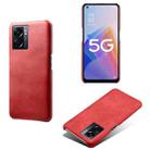 For OPPO A57 5G Calf Texture PC + PU Phone Case(Red) - 1