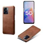 For OPPO A57 5G Calf Texture PC + PU Phone Case(Brown) - 1