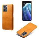 For OPPO Reno7 A Calf Texture PC + PU Phone Case(Orange) - 1