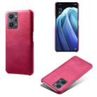 For OPPO Reno7 A Calf Texture PC + PU Phone Case(Rose Red) - 1