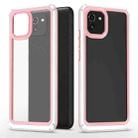 For Samsung Galaxy A03 164mm Bright Skin Feel PC + TPU Protective Phone Case(Pink+White) - 1