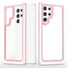 For Samsung Galaxy S22 Ultra 5G Bright Skin Feel PC + TPU Protective Phone Case(Pink+White) - 1
