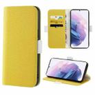 For Samsung Galaxy S21+ 5G Candy Color Litchi Texture Leather Phone Case(Yellow) - 1