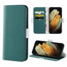 For Samsung Galaxy S21 Ultra 5G Candy Color Litchi Texture Leather Phone Case(Dark Green) - 1