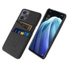 For OPPO Reno7 A Cloth Coated Hard Plastic Card Slots Phone Case(Black) - 1