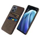 For OPPO Reno7 A Cloth Coated Hard Plastic Card Slots Phone Case(Brown) - 1