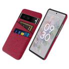 For Google Pixel 6a Cloth Coated Hard Plastic Card Slots Phone Case(Red) - 1